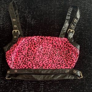 Pink leopard crop top